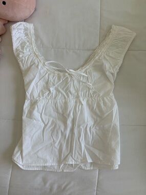 Brandy Melville White Tie Babydoll Top